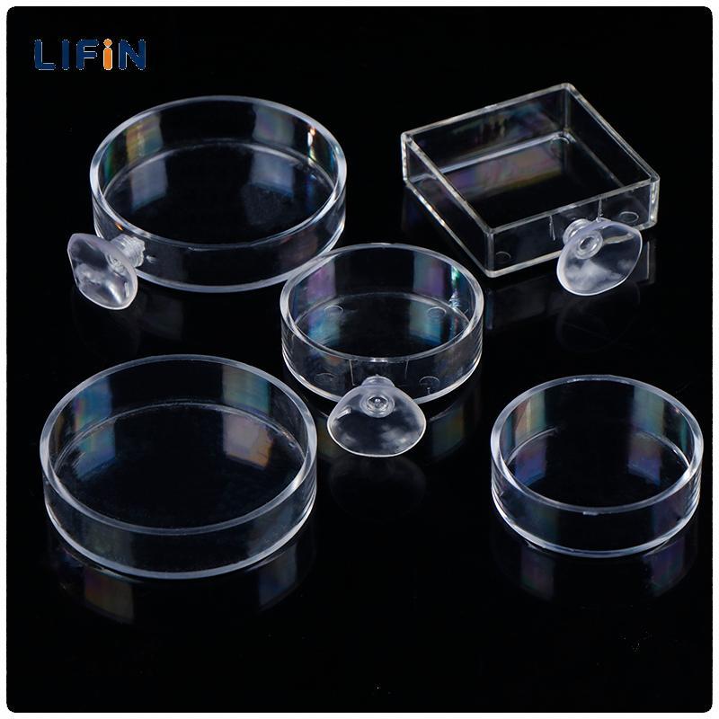 Lifin Mart กล่องใส่อาหารปลาอะคริลิกใส, กล่องใส่อาหารกุ้งอุปกรณ์ให้อาหารปลาและกุ้ง