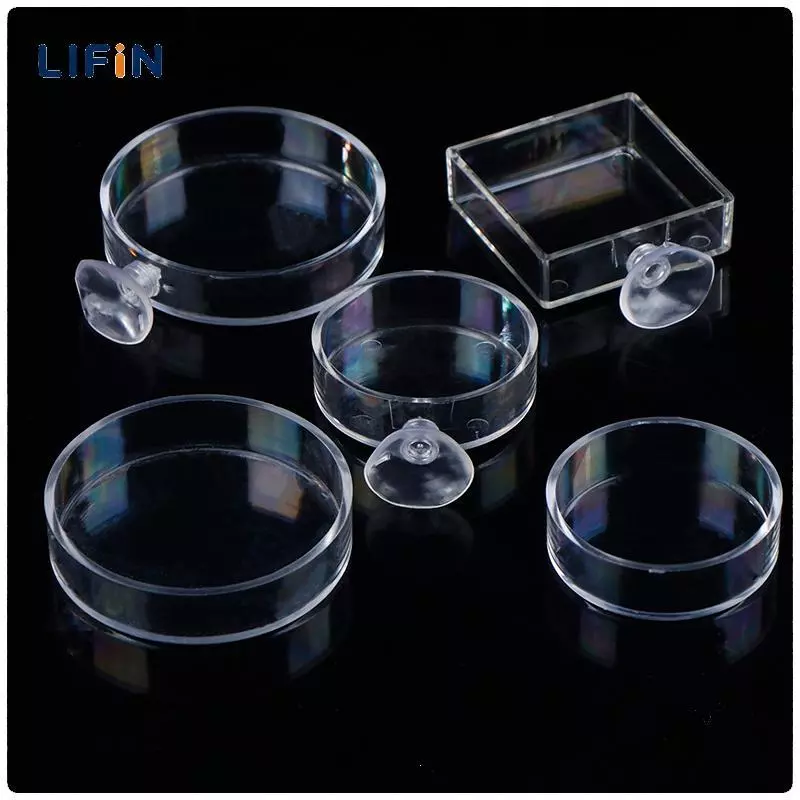 Lifin Mart กล่องใส่อาหารปลาอะคริลิกใส, กล่องใส่อาหารกุ้งอุปกรณ์ให้อาหารปลาและกุ้ง