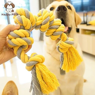 Happy PETs ของเล่นสุนัข เชือกกัดปมใหญ่ สีเหลือง เหมาะสำหรับสุนัขขนาดกลางขึ้นไป ของเล่นหมา