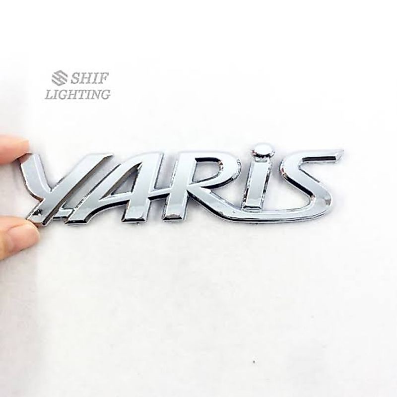 โลโก้ตัวอักษร ยาริส ติดโตโยต้า ด้านหลัง งานพลาสติก ชุบโครเมี่ยมTOYOTA YARIS 1.5 SILVER LOGO 3D BADGE FOR REAR