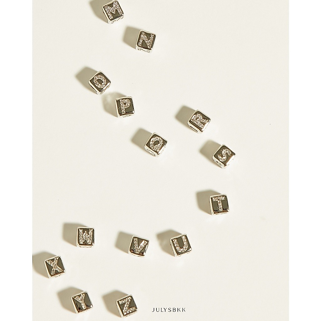 Julys - silver cube alphabet charms