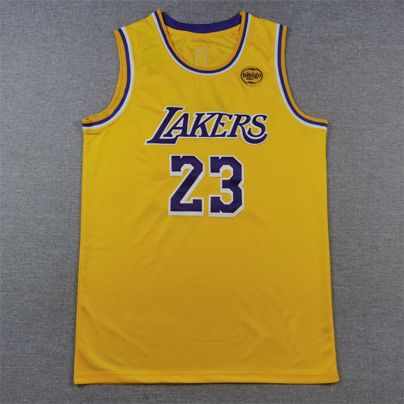 Lakers 23 คอกลมสีเหลือง เสื้อบาสเกตบอล LAKERS JAMES YELLOW BASKETBALL JERSEYS