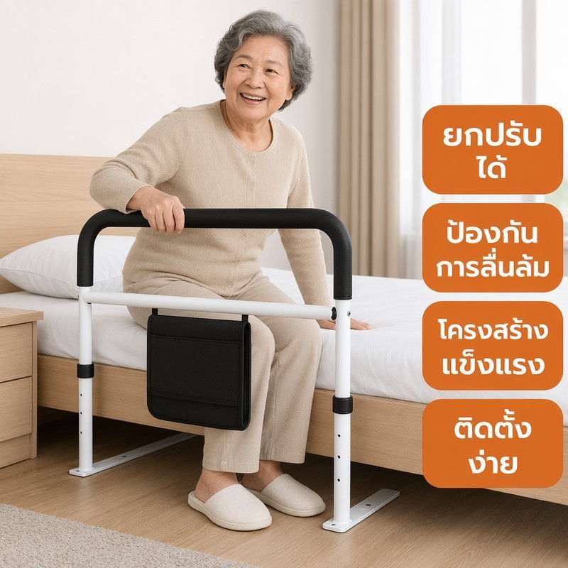 COD  ราวจับข้างเตียงผู้สูงอายุ ปรับขึ้นลงได้ ป้องกันการตก แข็งแรงทนทาน ติดตั้งสะดวก ราวจับช่วยพยุงลุกนั่ง
