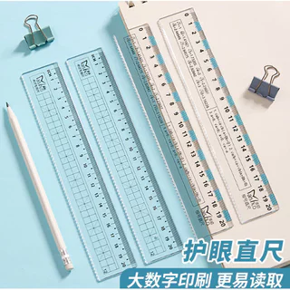 S0291 ไม้บรรทัด สีใส 20cm ไม้บรรทัดพลาสติก ขอบหยัก อุปกรณ์เครื่องเขียน ของแจก นักเรียน