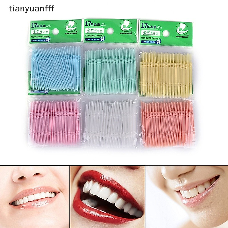 Tianyuanfff ไม้จิ้มฟันพลาสติก 2 ทาง 100 ชิ้น