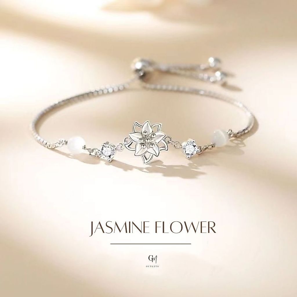 OUTLETS ล้างสต็อกจากโรงงานตรง สร้อยข้อมือ Jasmine Flower Bracelets รูดปรับขนาดได้ Valentine ของขวัญ