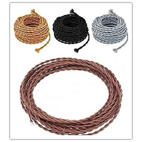 หนา 6 มม. 10 M/32.8FT ผ้า Twisted โคมไฟ 18-Gauge สไตล์โบราณอุตสาหกรรมสายไฟสําหรับสายไฟ