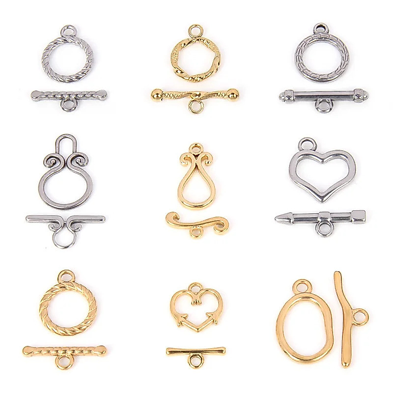 ชุด XHN 5 ชิ้น ตัวล็อคสแตนเลส OT สีทอง ตัวล็อคสร้อยคอหัวใจรัก สร้อยข้อมือ ตัวล็อคเชื่อมต่อสำหรับทำเครื่องประดับ DIY