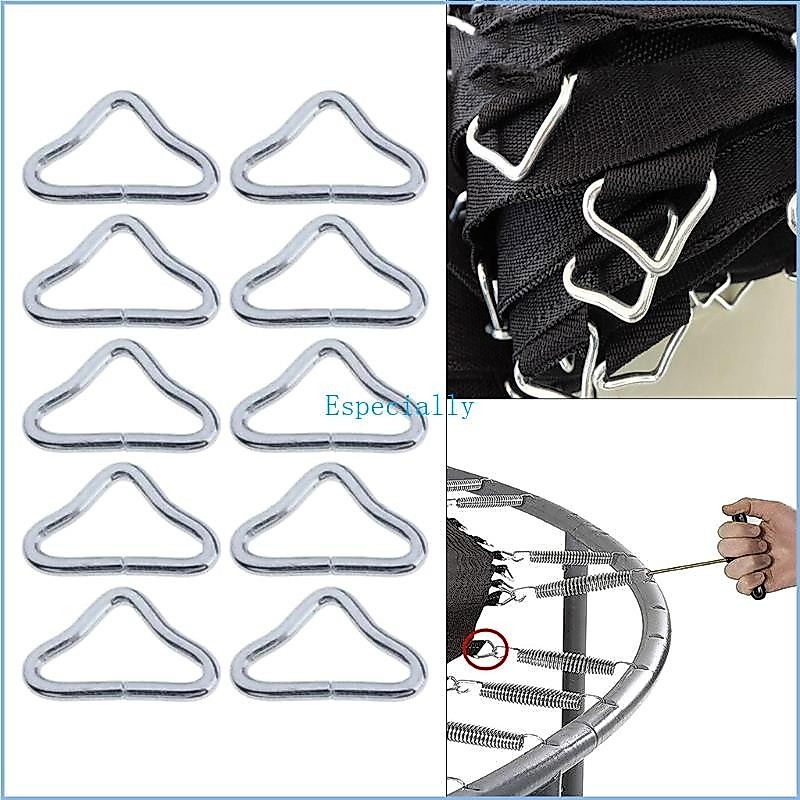 Esp 10 ชิ้นแพ็คเสื่อแทรมโพลีนสําหรับแหวนสามเหลี่ยมหัวเข็มขัด Universal Fit แหวน V-Rings