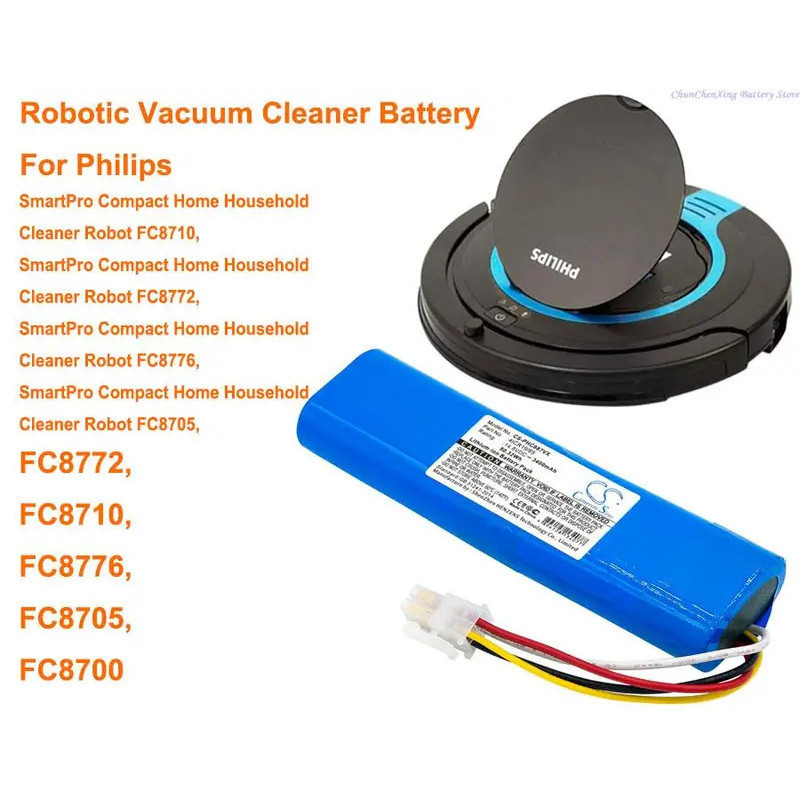 CameronSino 3400mAh แบตเตอรี่สําหรับ Philips SmartPro Compact Home Household Cleaner หุ่นยนต์ FC8705