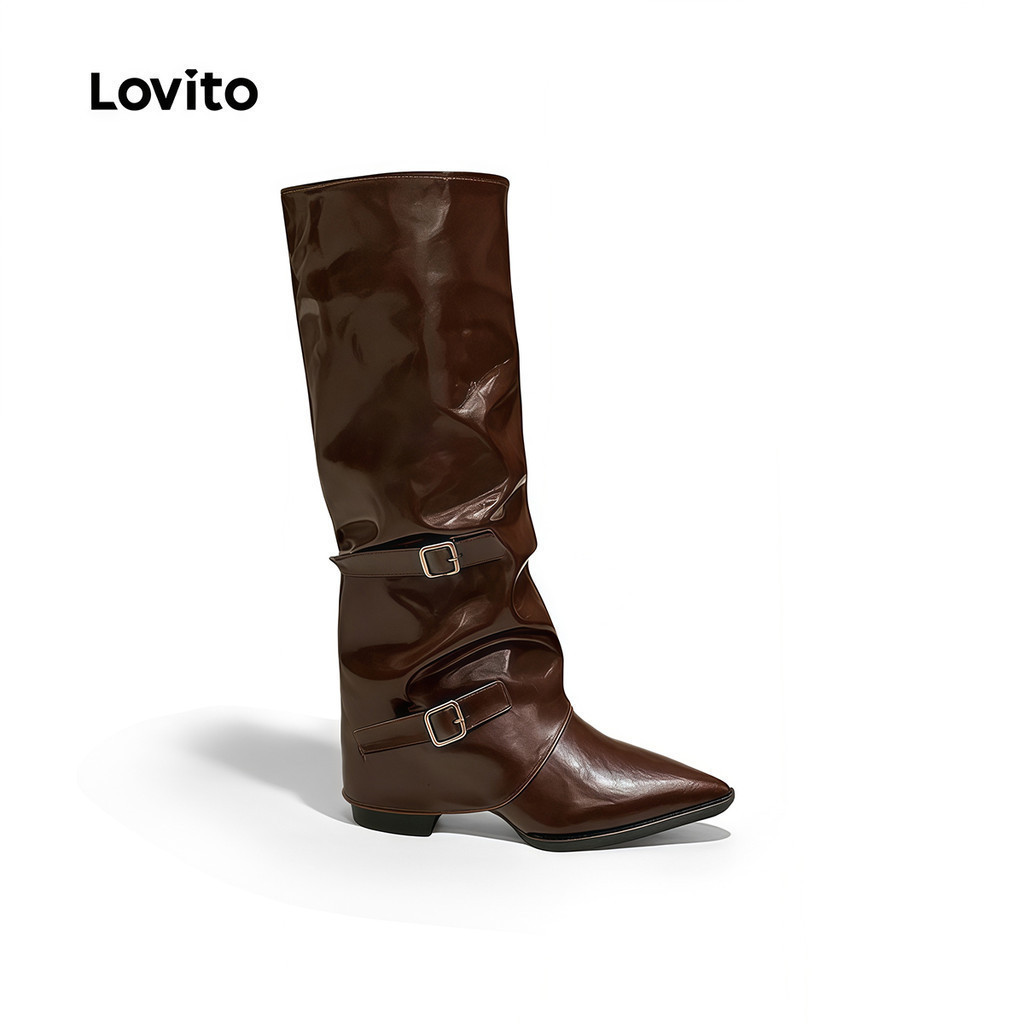 Lovito วันหยุด รองเท้าบูทดีไซน์ลําลองสําหรับผู้หญิง LFA106117
