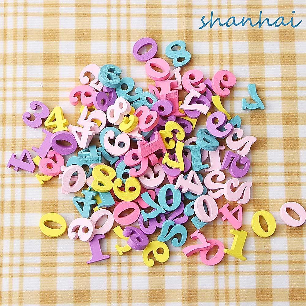 SHANHAI ตัวอักษร 100 ชิ้น/เซ็ตไม้ผสมตกแต่งบ้าน