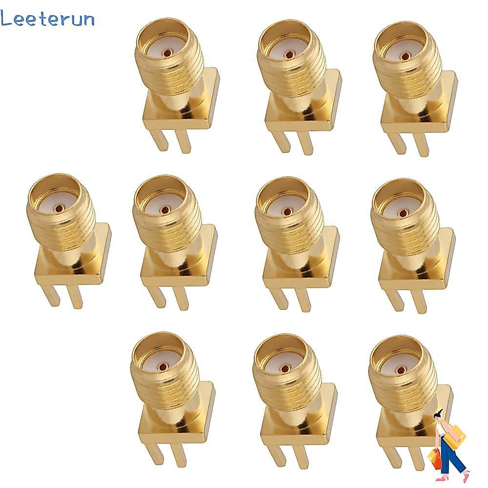LEETERUN 10PCS SMA หญิงเชื่อมต่อ, ชุบทอง 50 โอห์มความต้านทาน RF Connector, ทนทาน 1.6 มม.ขอบคลิปทองแดง PCB Mount Connector PCB ติดตั้ง