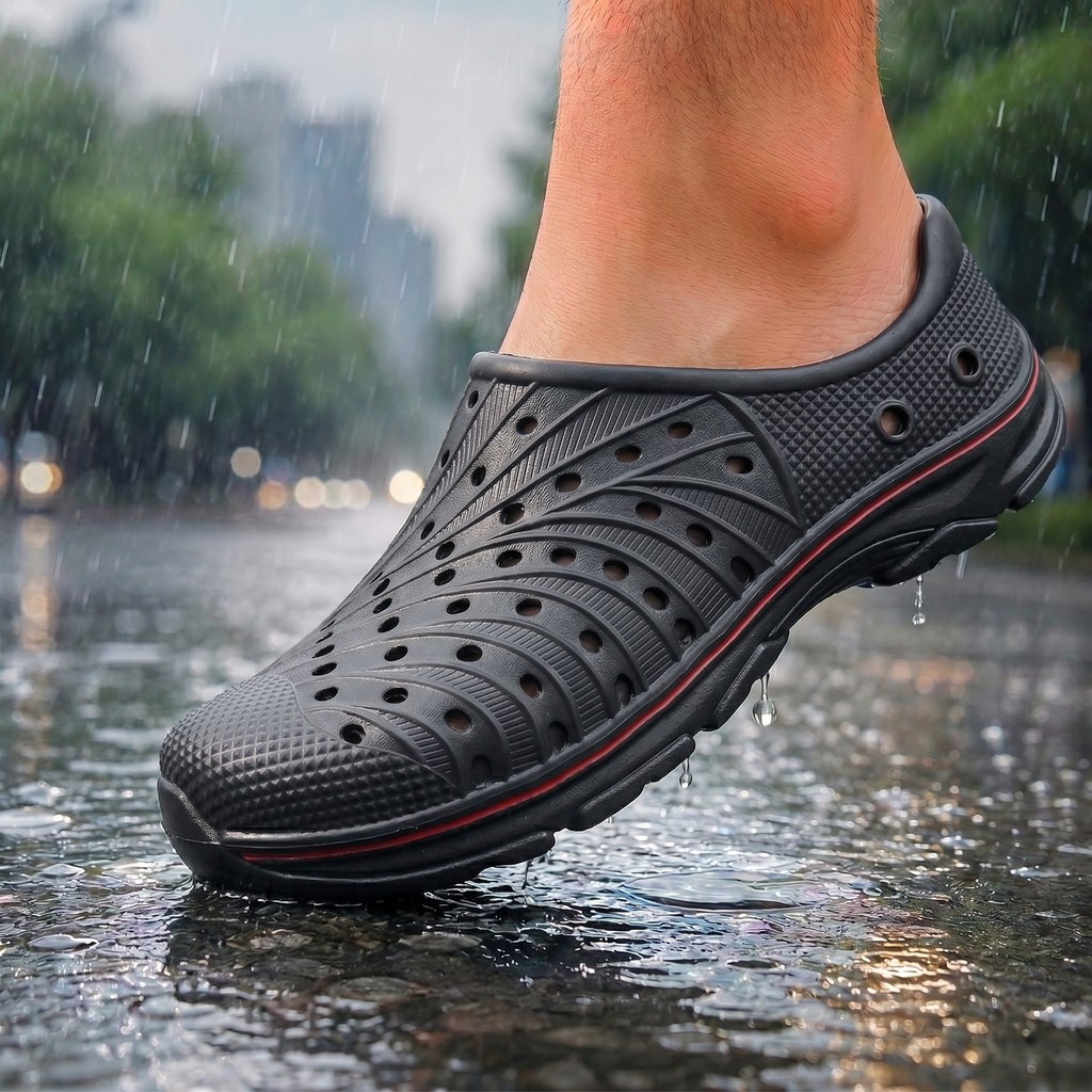 รองเท้าแตะผู้ชาย Baotou EVA หนา Soled กันลื่น Rainy Season Outing Commuter