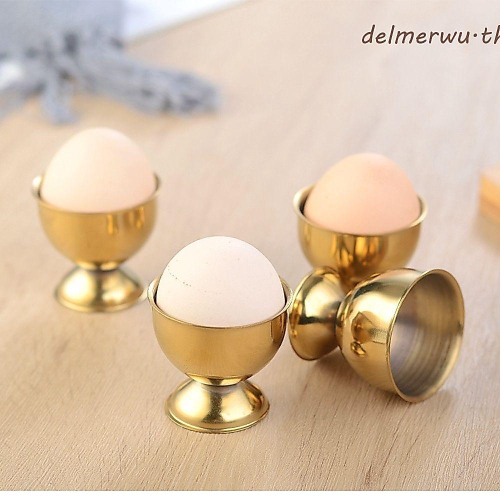 DELMERWU Egg Cups Handy ไข่ต้ม Silver Mini Round สําหรับไข่ต้ม Hard Breakfast Egg Tray