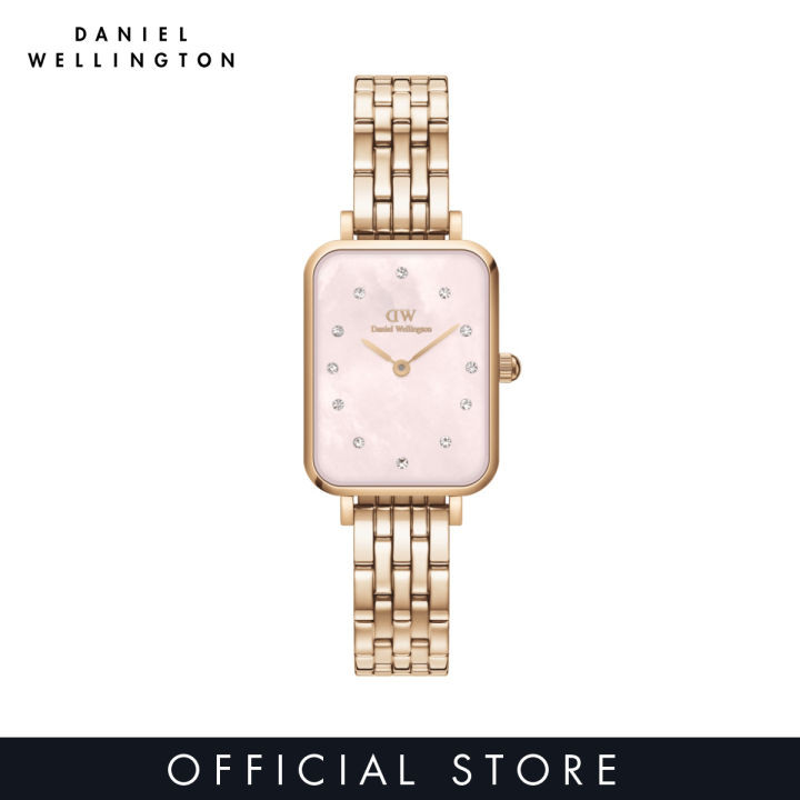 (พรีออเดอร์) Daniel Wellington Quadro Lumine 20x26mm 5-Link Rose Gold MOP Pink Dial นาฬิกา ผู้หญิง