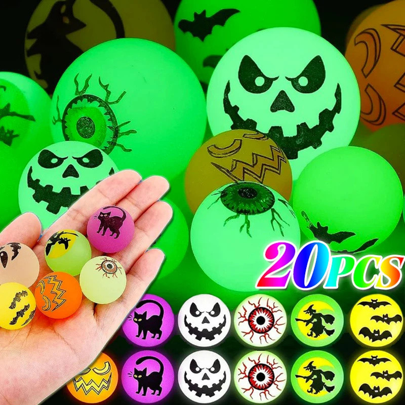 Halloween Glow in The Dark Bouncing Balls ของเล่นเด็ก - เคล็ดลับหรือรักษาของขวัญ Goodie Bag Filler Easter Party Supplies