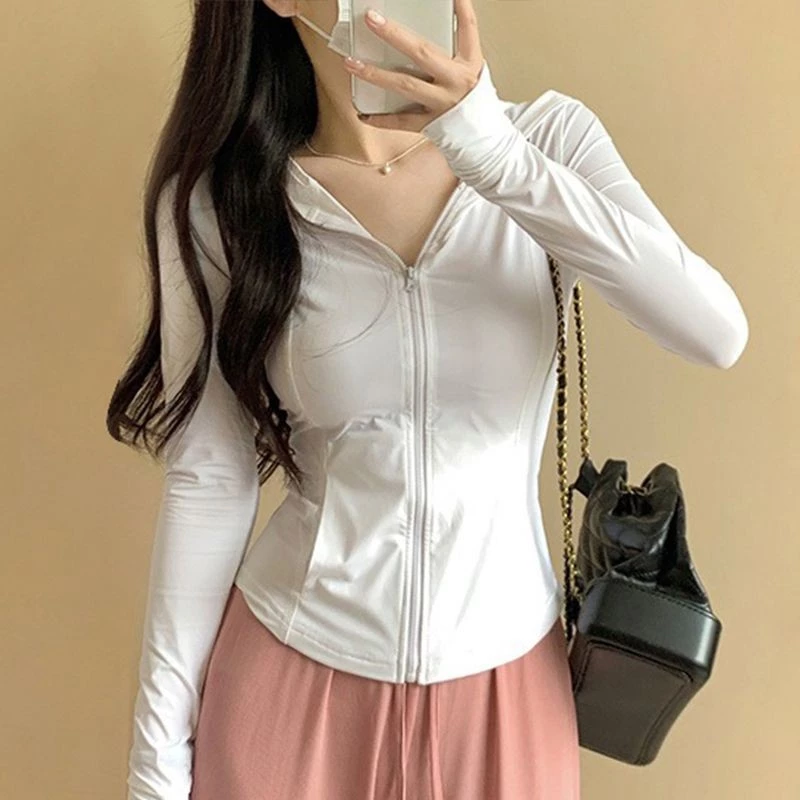 Yoonik เสื้อแจ็คเก็ตคาร์ดิแกน แขนยาว สำหรับโยคะ ออกกำลังกาย เสื้อคลุมป้องกันแสงแดด สำหรับผู้หญิง thumbnail 8