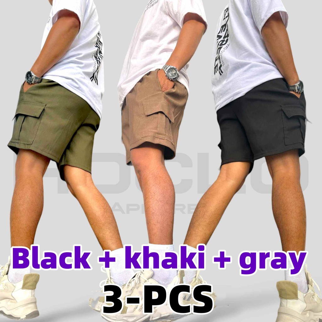 LOCAL 3PCS-Premium 4 Pockets Cargo Short ( Makapal tela Good for Rebranding)
