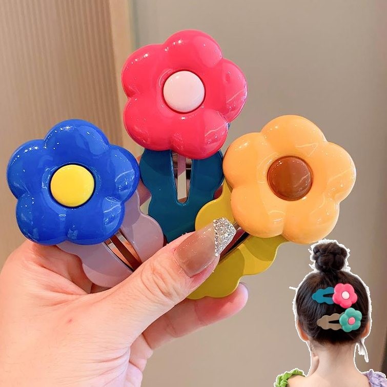 หนีบผม ดอกไม้สีตัดกัน คลิปปากเป็ด ins เกาหลี น่ารัก หวาน เครื่องประดับผมแฟชั่น COD ส่งเร็ว S1154