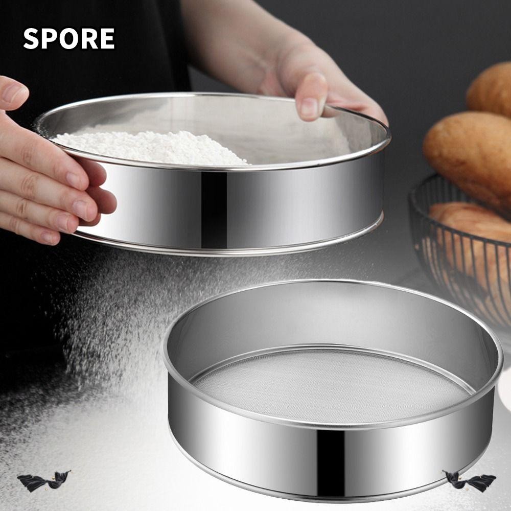 SPORE ตาข่ายร่อนแป้ง, สแตนเลส 15/20/25/30 ซม. ตะแกรงแป้ง, ครัวเรือนรอบ Ultra-fine 60 ตาข่ายเงิน Hand