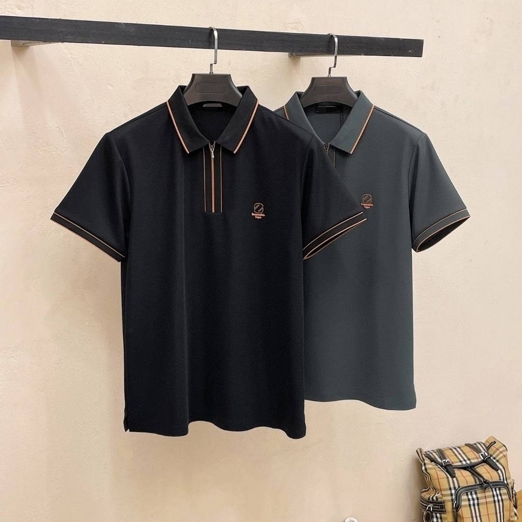 TBXQ Zegna Fashion Men T Summer New Business Casual Short Sleeve Turn-Down Collar Shirt POLO Breatha