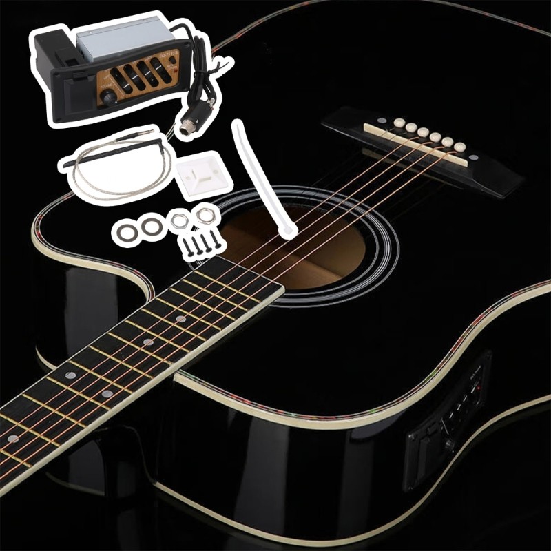 PCF* 4 Band ความถี่ปรับ Equalizer สําหรับกีตาร์โปร่งโลหะพลาสติก Build