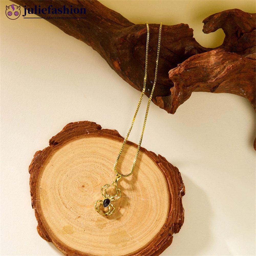 JULIEFASHION Gothic Punk Spider จี้สร้อยคอฮาโลวีน Cool Choker Hip Hop Punk สไตล์เครื่องประดับแฟชั่น 