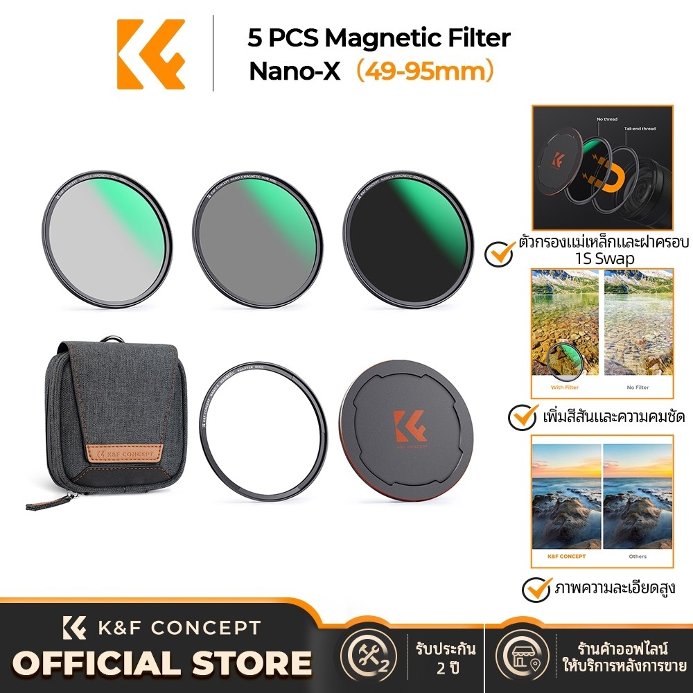 K&F Concept 62mm magnetic filter series ND8/64/1000 CPL black soft 1/4 1/8 UV with adapter+lens cap