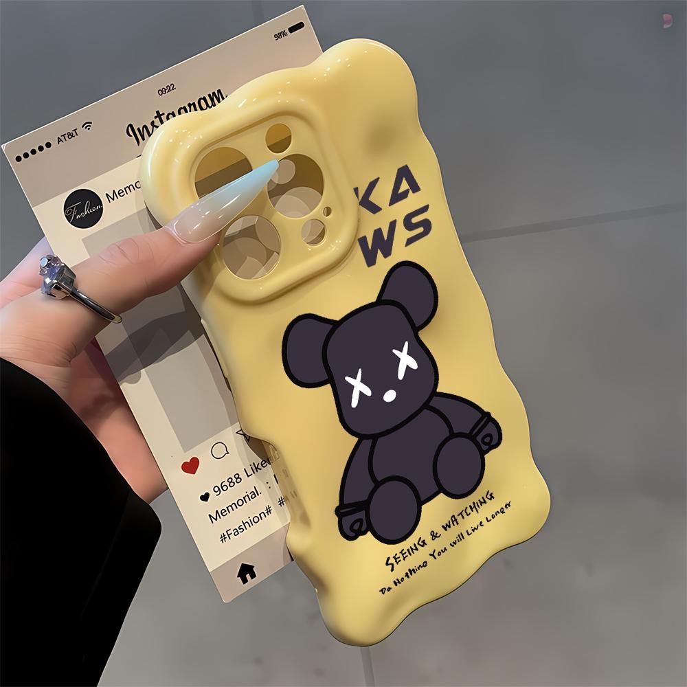 รุนแรงการ์ตูนหมีรูปแบบน่ารักสําหรับ iPhone 13 11 16 12 14 15 16PRO 15PRO 11PROMAX 15PROMAX 13PROMAX 