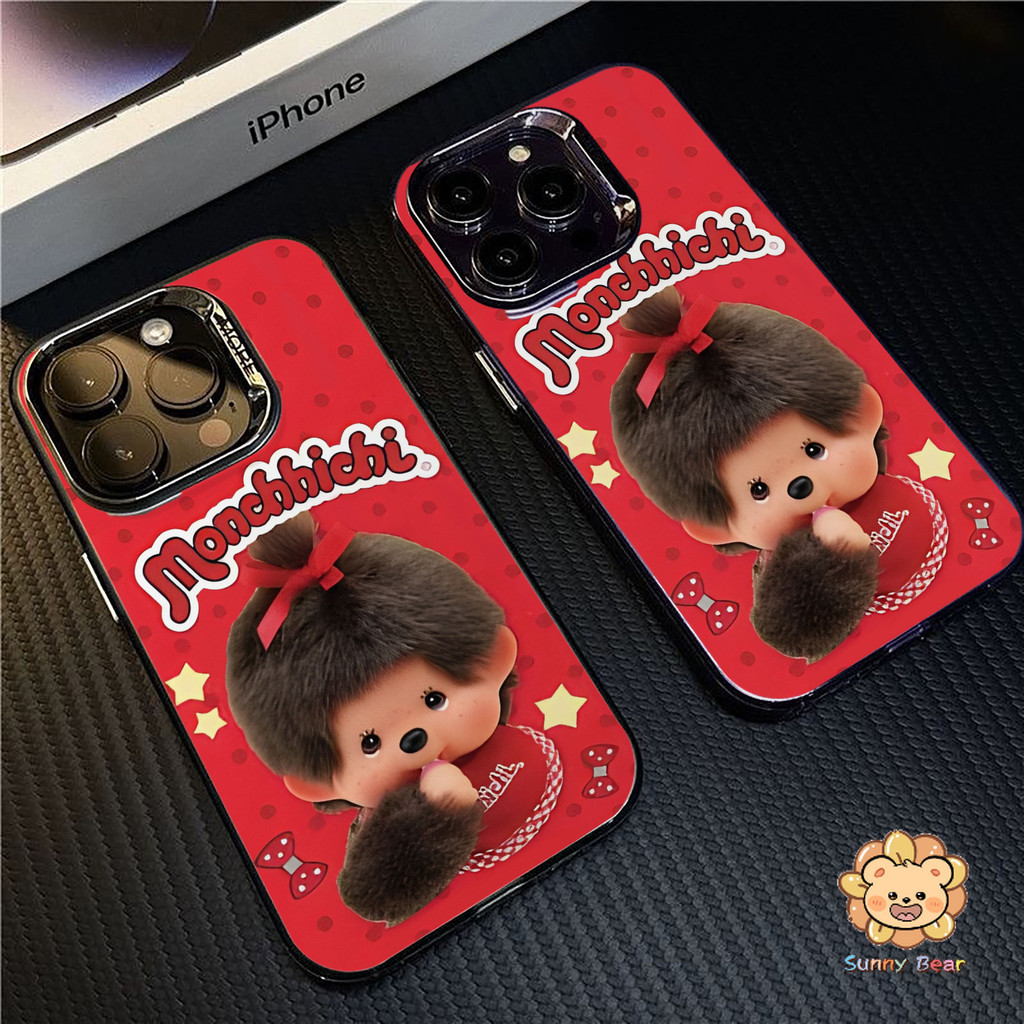 เคสไอโฟนiPhone 17 Pro Maxมอนชิชิ น่ารักSimple สีทึบ Frosted Electroplate เลนส์ป้องกันเคสโทรศัพท์สําหรับ iPhone 17 Pro Max 16 15 11 7plus 14 12 13 7 8 Plus XR XS