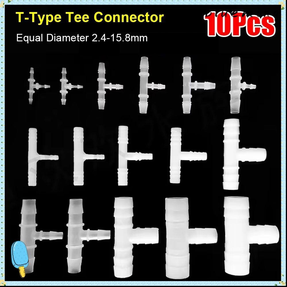 BLUEMING 10 ชิ้น T-Type Tee Connector, Equal เส้นผ่านศูนย์กลางพลาสติก 3 ทาง, 1.6-15.8 มิลลิเมตร PP P
