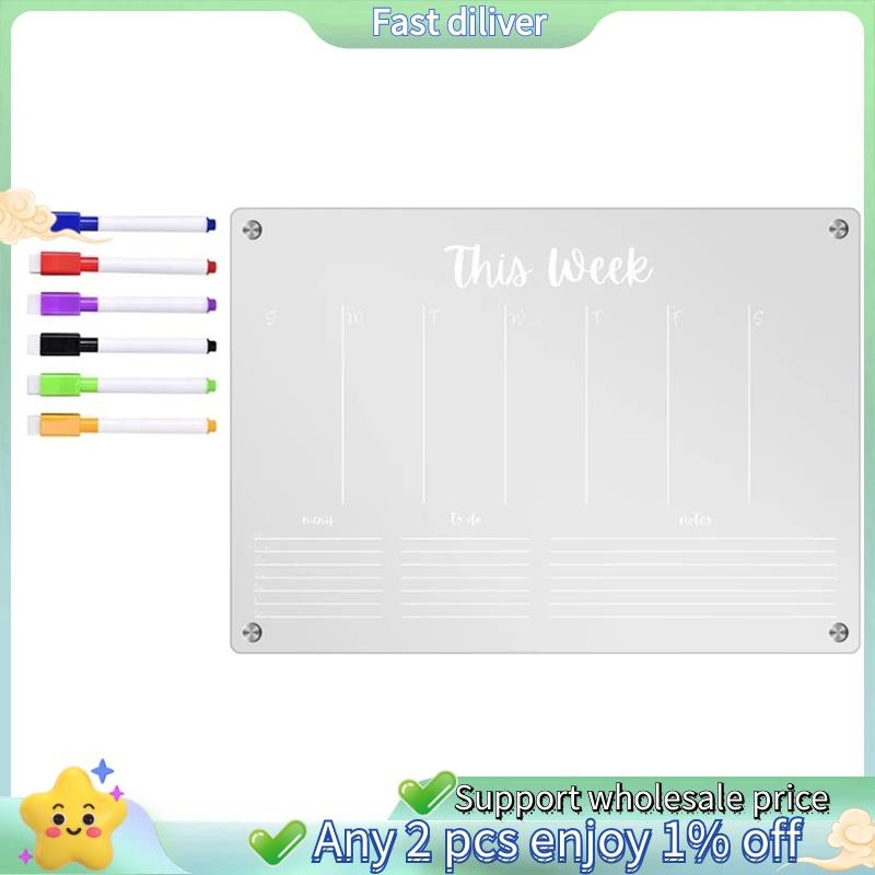 Planner Weekly Clear Magnetic Calendar Board Weekly Plan Notepad Magnetic ตู้เย็นสติกเกอร์, L-WEEK ต