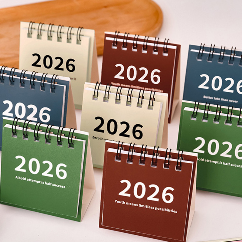 2026 ปฏิทินตั้งโต๊ะขนาดกะทัดรัดและทันสมัยพร้อมแผนตรวจสอบอินอินสร้างแรงบันดาลใจสําหรับนักเรียนและพนักงานออฟฟิศ