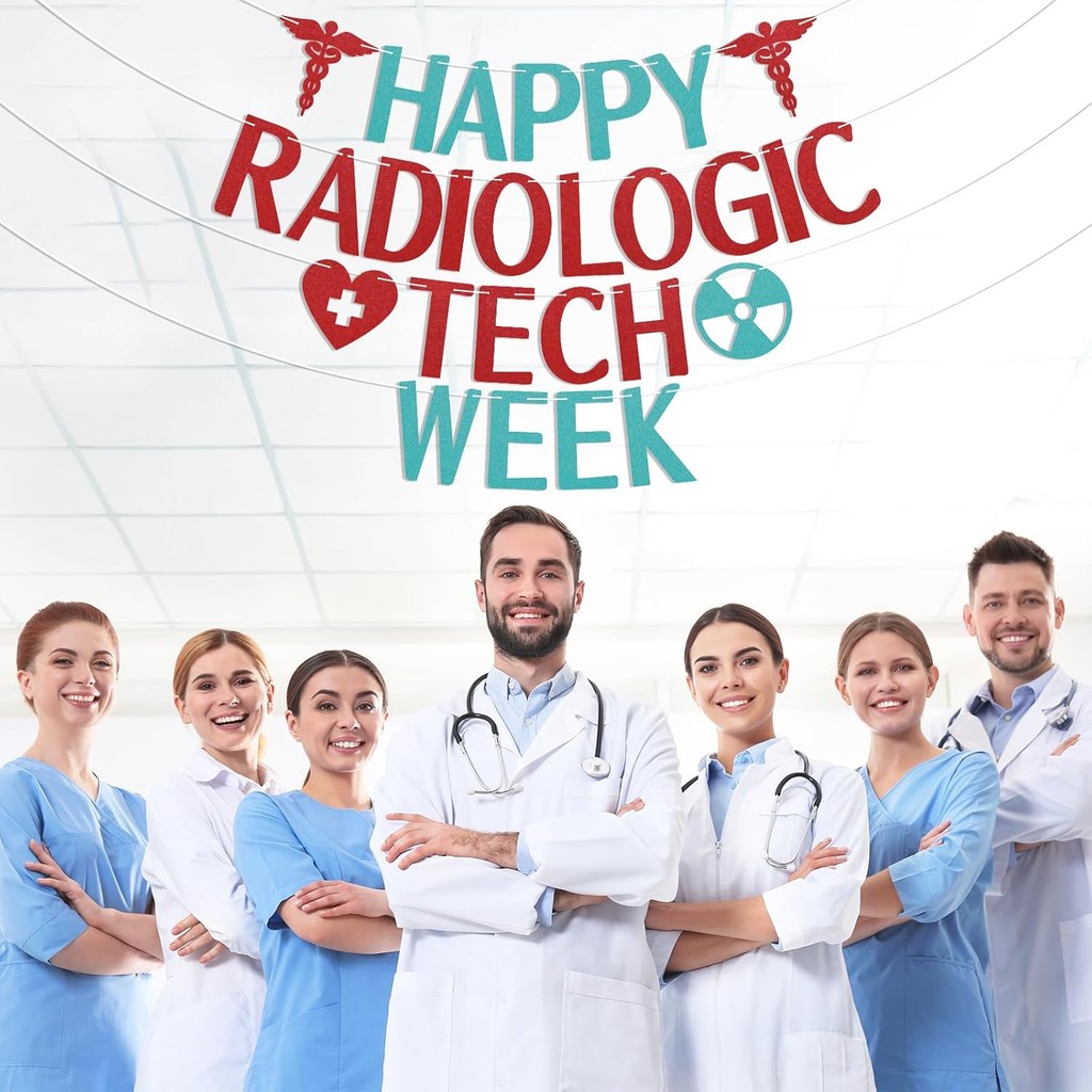 Happy Radiologic Tech Week Banner, ตกแต่งสัปดาห์ Rad Tech Week Appreciation Sign Bunting Decor Blue 