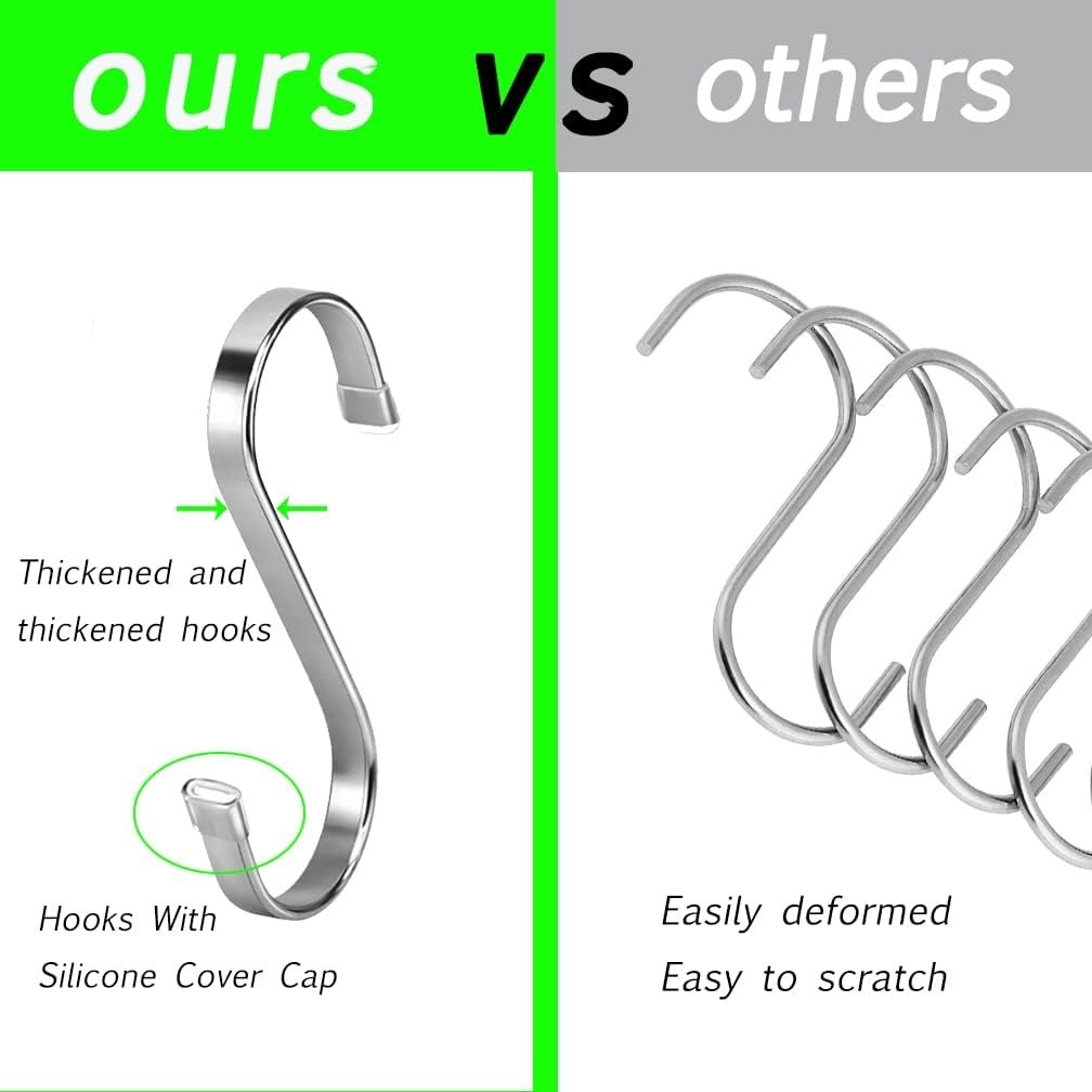 ที่เก็บเสื้อผ้าในครัวเรือน - ตะขอแบนรูปตัว ส สแตนเลส - ไม้แขวนเสื้อกันสนิมสําหรับงานหนัก - ราวแขวนเครื่องครัวในครัว - รูปที่ 6