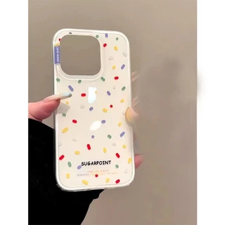 เคสไอโฟน 13 สำหรับ iPhone 11 15 16 12 14 Pro Max 16 14 15 Plus 16 15 13 12 Pro ตัวอักษรภาษาอังกฤษจุดสีสันเรียบง่ายปกใหม่