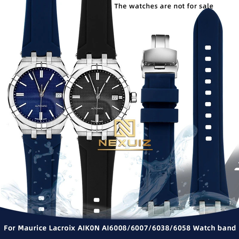 สายนาฬิกาซิลิโคนพิเศษสําหรับ Maurice Lacroix AI6008/6007/6038/6058/1018/1008 สายนาฬิกาสร้อยข้อมือผู้