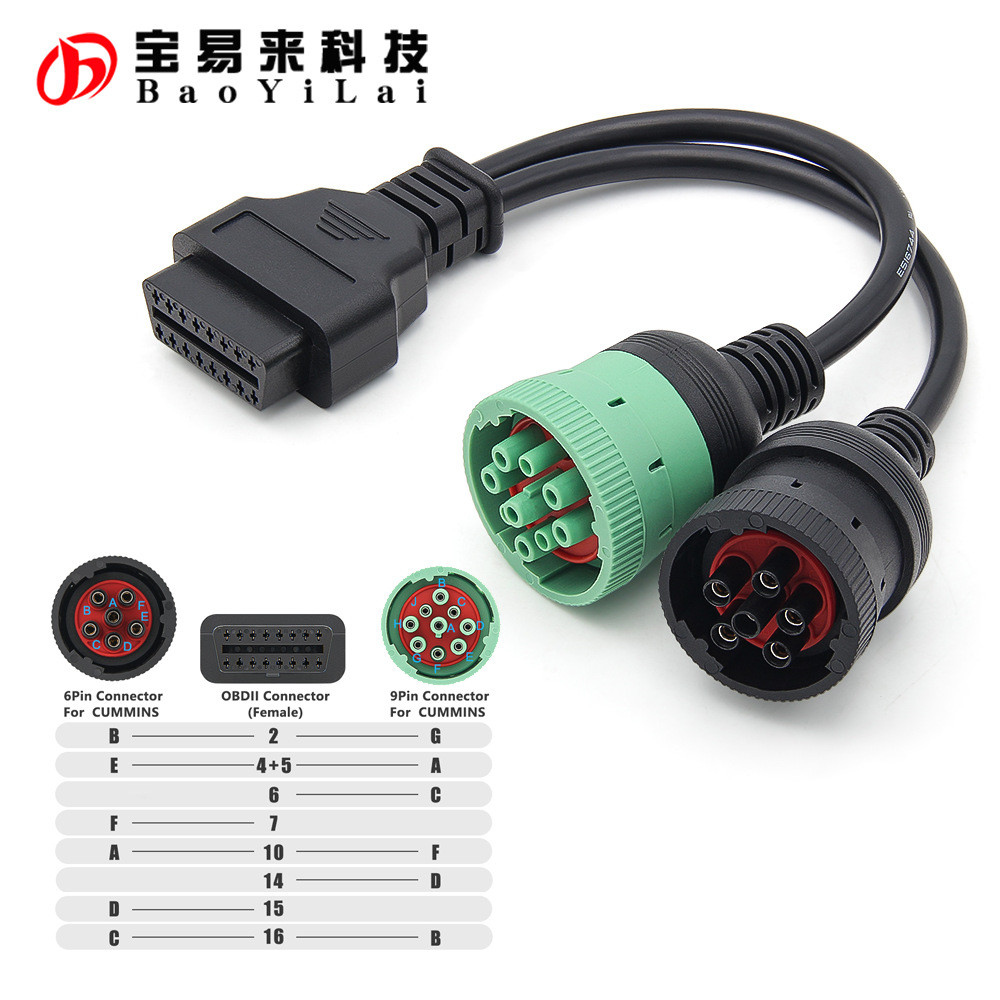 สายรถบรรทุก OBD J1939 J1708 J1587 9+6pin