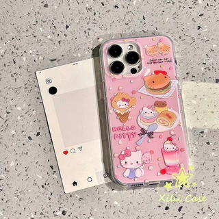 เคสไอโฟน 15เหมาะสำหรับ IPhone 17 15 13 11 16 12 14 Pro Max 16 15 14 7 8 Plus เค้กแมวสุนัข สวัสดีคิตตี้โปลก้าดอตกล่อง IMD