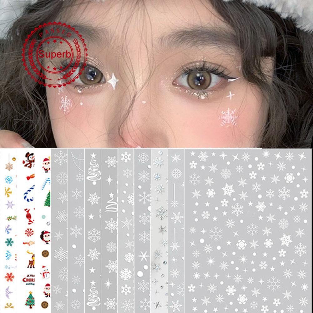 DORAME 2025 คริสต์มาสเกล็ดหิมะสติกเกอร์ Face Eye แต่งหน้าสติกเกอร์ผีเสื้อสติกเกอร์เลื่อม Tattoo O6s9