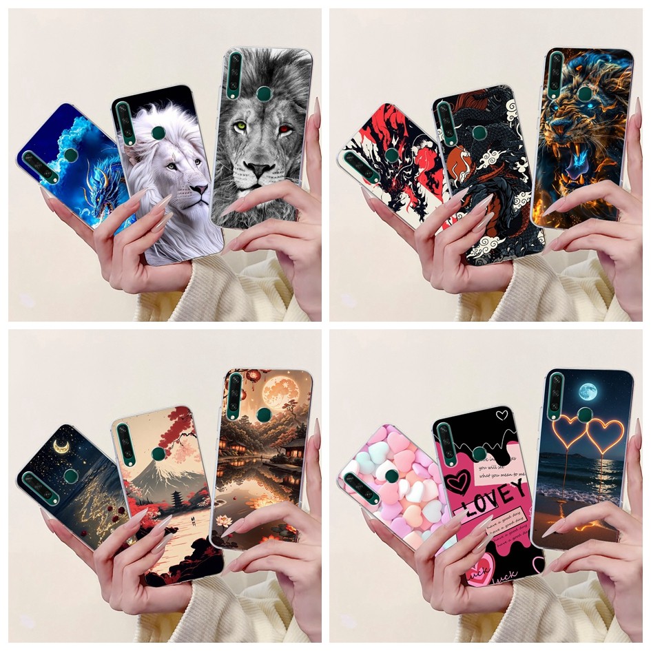 สําหรับ Huawei Y6P 2020 ปลอก MED-LX9N ART-L29 กรณีน่ารักการ์ตูน Dragon Lion Heart ซิลิโคนนุ่มสําหรับ