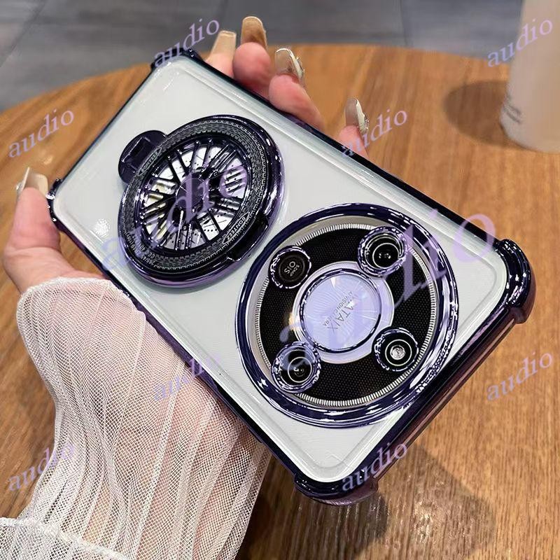 Honor X9d 5G สี่มุมชุบโปร่งใสเคสโทรศัพท์พร้อม Windmill สําหรับ HONOR X9d X9D HonorX9d 5G กันกระแทกซิ