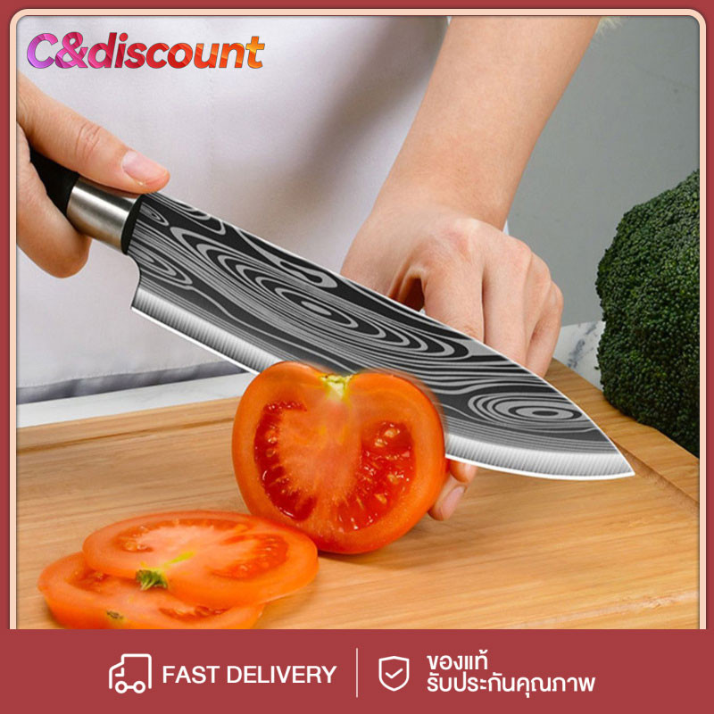 CDiscount มีดทำครัวดามัสกัส มีดสไตล์ญี่ปุ่น อุปกรณ์ทำอาหาร มีดอเนกประสงค์ 27*15*3.7cm
