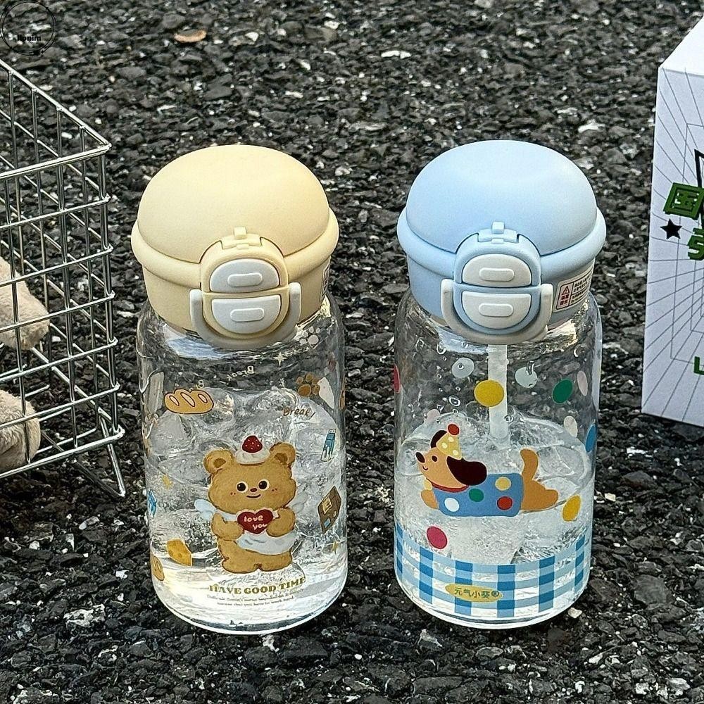 อิลอนิม ถ้วยน้ําเด็ก, ขวดน้ําฟางกันรั่วหมีเนย, แบบพกพา 500มล การ์ตูนน่ารักถ้วยเครื่องดื่มกีฬาฟิตเนส