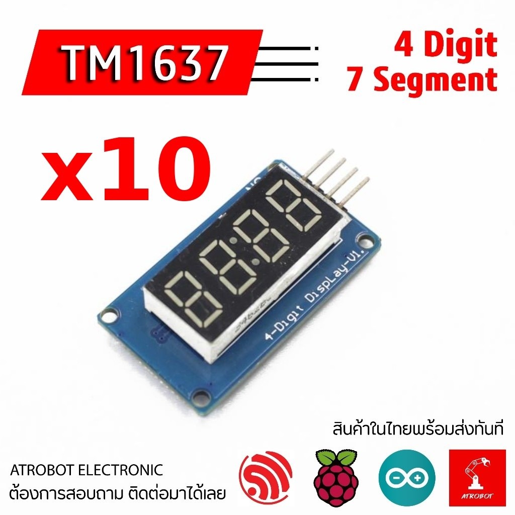 10 Sets – TM1637 4 Digit 7 Segment LED Module โมดูลแสดงผล ตั