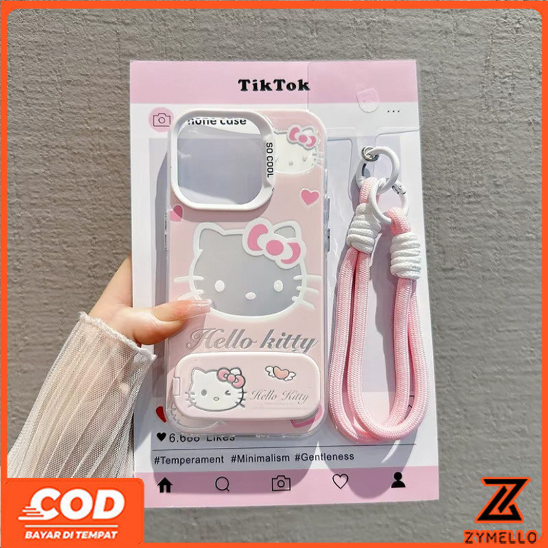 เหมาะสําหรับ OPPO Reno 15F Reno 14F Reno 14 PRO Reno 13F Reno12 F Reno11 F Reno 10 Reno 8T Reno 8Z Reno 7Z Reno8 แมวน่ารักผู้ถือกระจก Lanyard โปร่งใสกันกระแทก TPU Ph