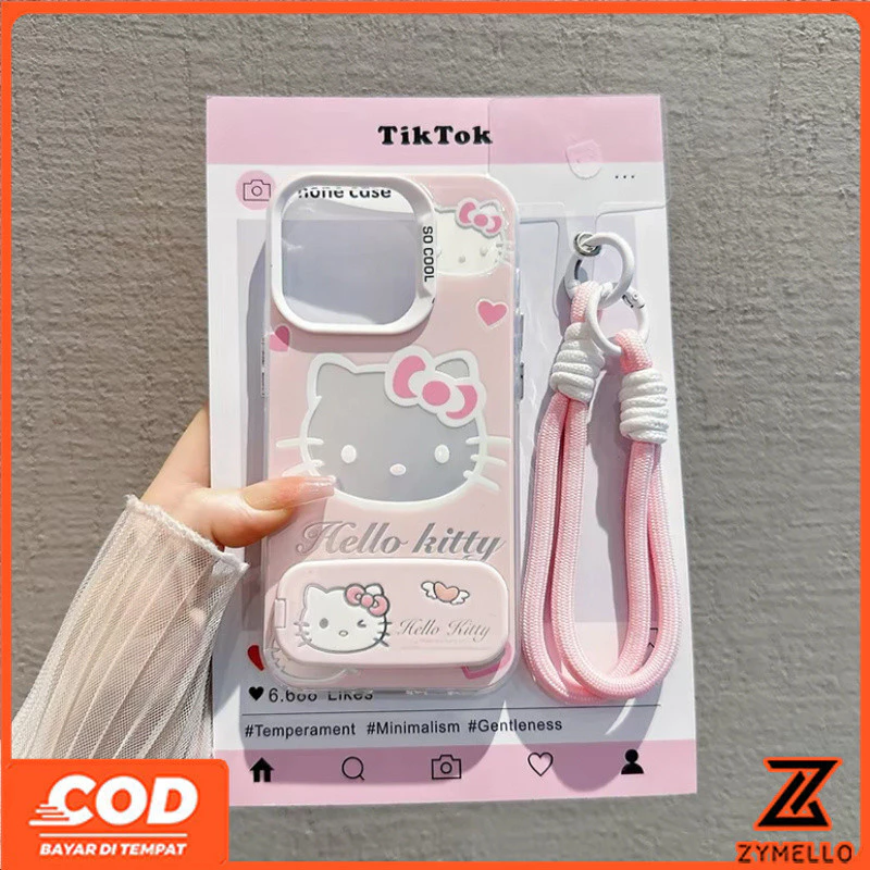 เหมาะสําหรับ OPPO Reno 15F Reno 14F Reno 14 PRO Reno 13F Reno12 F Reno11 F Reno 10 Reno 8T Reno 8Z Reno 7Z Reno8 แมวน่ารักผู้ถือกระจก Lanyard โปร่งใสกันกระแทก TPU Ph