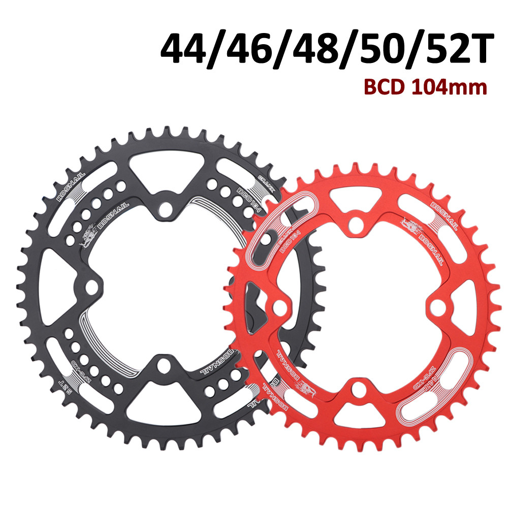 SNAIL 104BCD แผ่นเกียร์ทรงกลมสำหรับ MTB Crankset ขนาด 44–52T