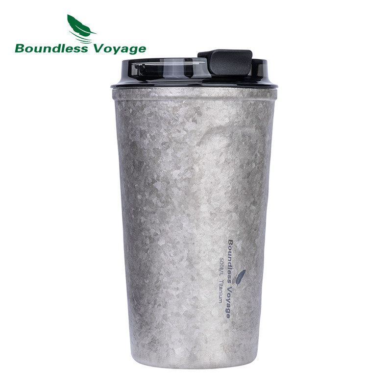 Boundless Voyage Titanium Thermos Cup พร้อมฝาปิด Double-Walled ฉนวนแก้วกาแฟน้ํา 500ml 3235A